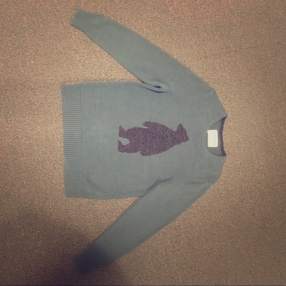 Green Sweater with Black Bear